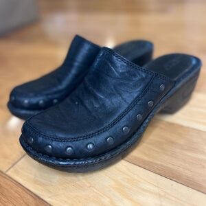 Born Marley Black Leather Studded Mules Slip On Women’s Shoes